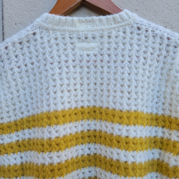 MOTHER | The Striped Alpaca-Blend Open Knit Sweater in Mostly Sunny NEW Sz Small - Picture 14 of 15